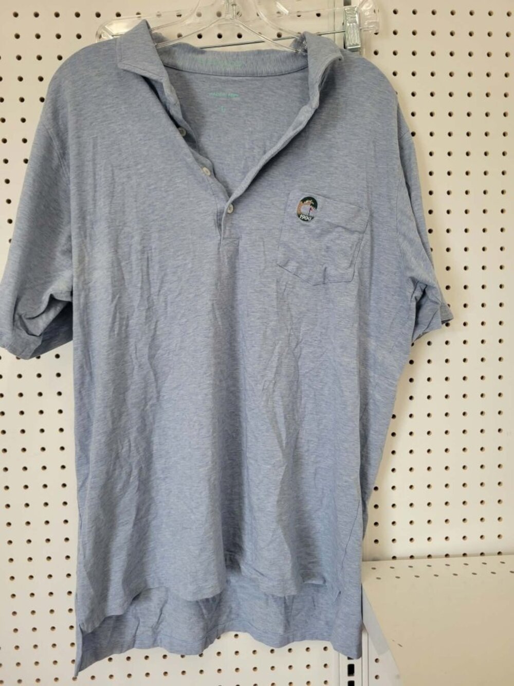 B. Draddy Mens Blue Polo Shirt Size L Made In Peru With Golf Logo On Pocket